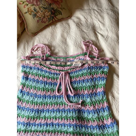 Cotton: On Crocheted Tank with Ties in Pastels - Size 14 - Picture 8 of 8